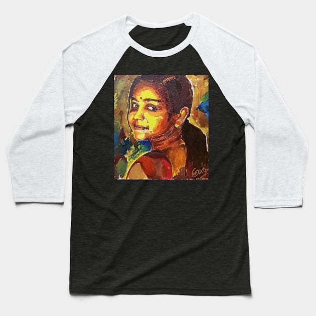 Mananya Beautiful Woman Painting Baseball T-Shirt by Mananya